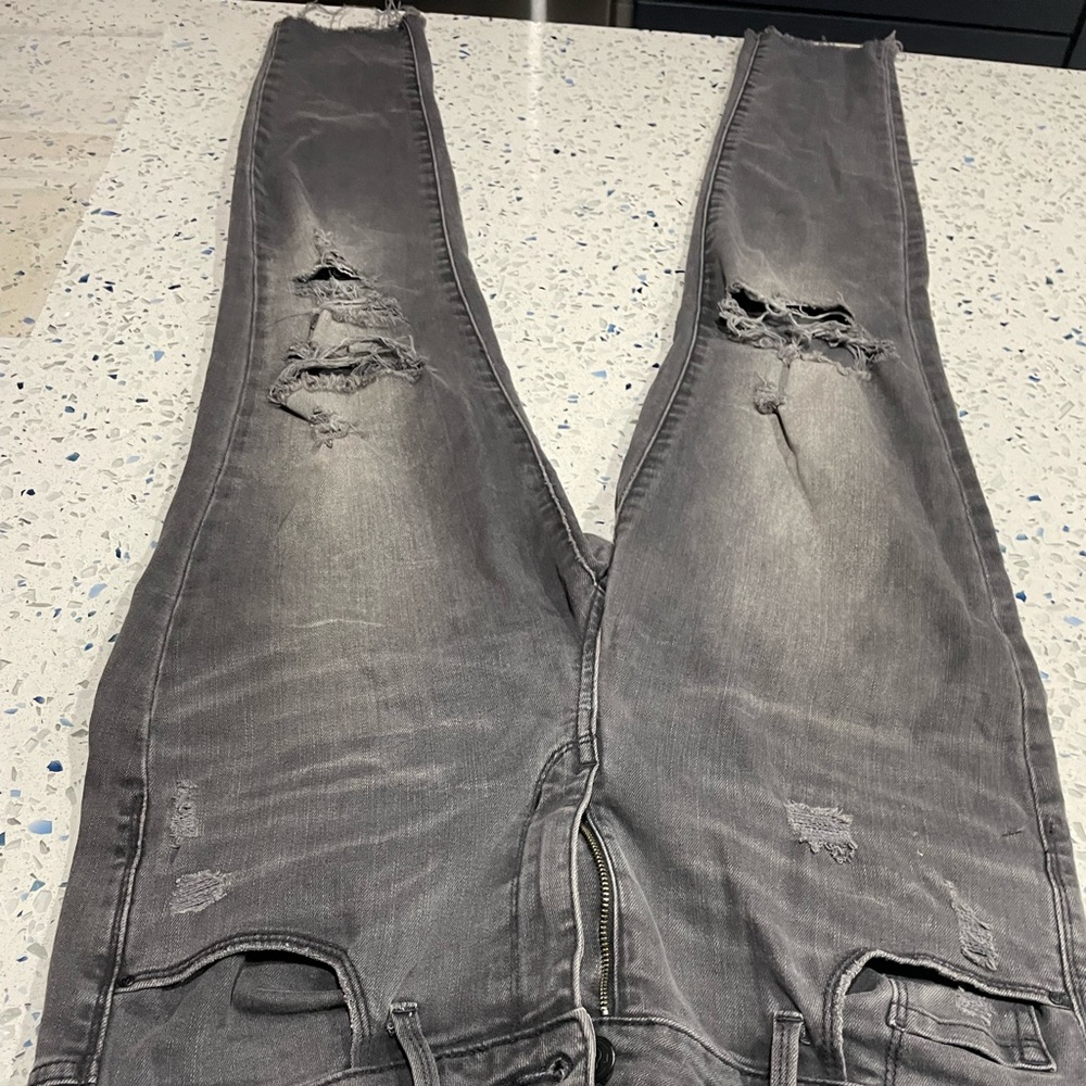 Treasure and bond grey wash high rise distressed raw hem skinny jeans 29